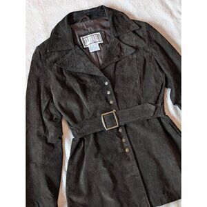 BB Dakota Vintage 90s Brown Suede Belted Western Snap Coat Short Duster Boho MD
